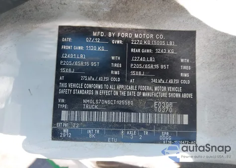 2012 Ford Transit Connect Xlt from USA, damaged, VIN NM0LS7DN6CT125560